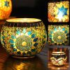 Mosaic Glass Candlestick Color Snowflake Mosaic Candle Holder Romantic Candlelight Table Centerpieces Party Dinner Wedding Decor - 3PCS set A - CN