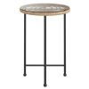 Dining Table Ø21.7" Tempered Glass and Steel - Brown