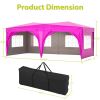 10'x20' EZ Pop Up Canopy Outdoor Portable Party Folding Tent with 6 Removable Sidewalls + Carry Bag + 6pcs Weight Bag Beige Pink - as Pic