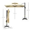 10ft Offset Patio Umbrella, Hanging Cantilever Umbrella, Square Shape, Aluminum Cross Base, Tilt, 360-Degree Rotation, Beige - as Pic