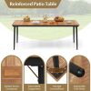 79" Acacia Wood Outdoor Dining Table for 8 with 1.9" Umbrella Hole - as show
