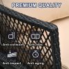 6 Piece Sectional Rattan Wicker 6 Person Sofa Set Patio Conversation Set, Navy Blue - Khaki