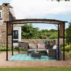 12 x 9 Ft Outdoor Pergola Patio Gazebo,Retractable Shade Canopy,Steel Frame Grape Gazebo,Sunshelter Pergola for Gardens,Terraces,Backyard - as Pic
