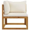 5 Piece Patio Lounge Set with Cushions Solid Acacia Wood - Brown