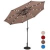 10 Feet Patio Solar Umbrella with Crank and LED Lights - tan