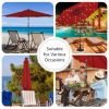 10 Feet Patio Solar Umbrella with Crank and LED Lights - wine