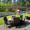 10 Feet Patio Solar Umbrella with Crank and LED Lights - tan