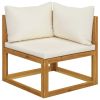 5 Piece Patio Lounge Set with Cushions Solid Acacia Wood - Brown