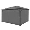 Gazebo with Curtain Anthracite Aluminum 157.5" x 118.1" - Anthracite