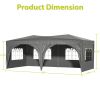 10'x20' EZ Pop Up Canopy Outdoor Portable Party Folding Tent with 6 Removable Sidewalls + Carry Bag + 6 pcs Weight Bag Beige Grey - as Pic