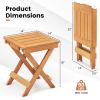 14 Inch Compact Folding Side Table with Slatted Tabletop - Natural
