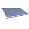 Manual Retractable Awning 196.9"x118.1" Blue and White - Blue