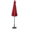 10 Feet Patio Solar Umbrella with Crank and LED Lights - wine