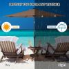10 Feet Patio Solar Umbrella with Crank and LED Lights - tan