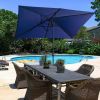 Large Blue Outdoor Umbrella 10ft Rectangular Patio Umbrella For Beach Garden Outside Uv Protection - as Pic