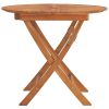 Folding Patio Table Ø 33.5"x29.5" Solid Wood Teak - Brown