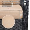 5-Person Rattan Patio Conversation Sets for Garden Backyard, Navy Blue - Khaki