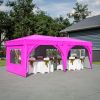 10'x20' EZ Pop Up Canopy Outdoor Portable Party Folding Tent with 6 Removable Sidewalls + Carry Bag + 6pcs Weight Bag Beige Pink - as Pic