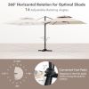 9.5 Feet Cantilever Patio Umbrella with 360° Rotation and Double Top - Beige