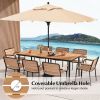 79" Acacia Wood Outdoor Dining Table for 8 with 1.9" Umbrella Hole - as show