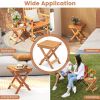 14 Inch Compact Folding Side Table with Slatted Tabletop - Natural