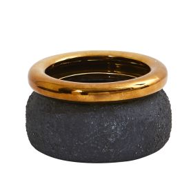 Stone Planter with Bronze Rim (size: 7")
