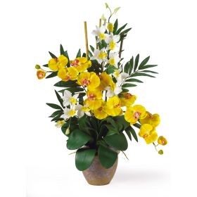 Double Phal Dendrobium Arrangement (Color: Yellow Cream)