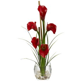 Calla Lily Liquid Illusion w/Cube (Color: Red)
