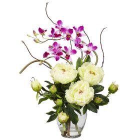 Peony & Orchid Arrangement (Color: White)