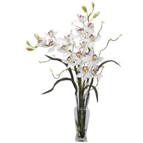 Cymbidium Silk Flower Arrangement (Color: White)