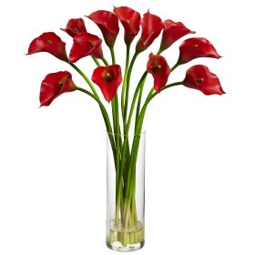 Calla Lilly w/Cylinder Vase (Color: Red)