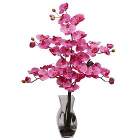 Phalaenopsis w/Vase Silk Flower Arrangement (Color: Dark Pink)