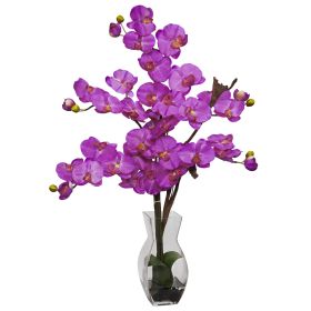 Phalaenopsis w/Vase Silk Flower Arrangement (Color: Orchid)