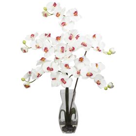Phalaenopsis w/Vase Silk Flower Arrangement (Color: White)