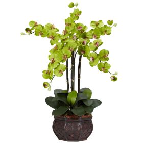 Phalaenopsis w/Decorative Vase Arrangement (Color: Green, size: 31")