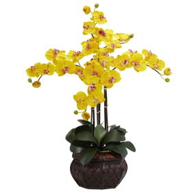 Phalaenopsis w/Decorative Vase Arrangement (Color: Yellow, size: 31")