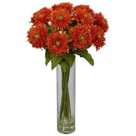 Sunflower w/Cylinder Silk Flower Arrangement (Color: Orange)
