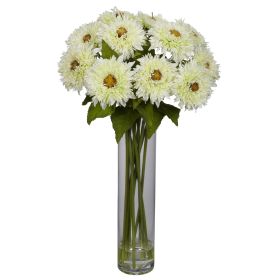 Sunflower w/Cylinder Silk Flower Arrangement (Color: White)