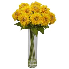 Sunflower w/Cylinder Silk Flower Arrangement (Color: Yellow)