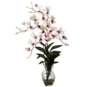 Dendrobium Orchid w/Vase Arrangement (Color: White)