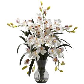 Large Cymbidium w/Vase Arrangement (Color: White)