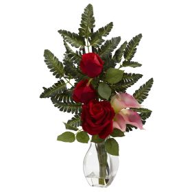 Rose & Calla w/Vase Arrangement (Color: Pink)