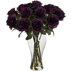 Blooming Roses w/Vase (Color: Purple Elegance)