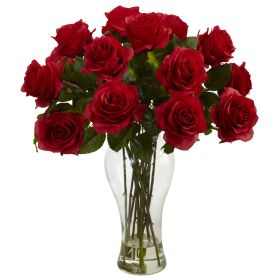 Blooming Roses w/Vase (Color: Red)