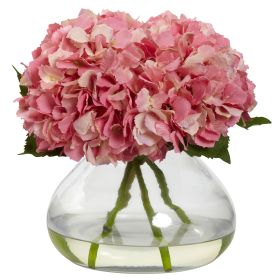 Large Blooming Hydrangea w/Vase (Color: Pink)