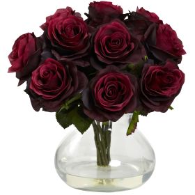 Rose Arrangement w/Vase (Color: Burgundy)
