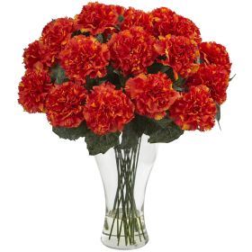 Blooming Carnation Arrangement w/Vase (Color: Orange)