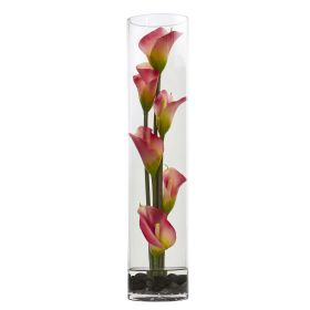 Mini Cally Lily in Cylinder Glass (size: 18")