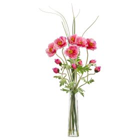 Poppy and Grass Artificial Arrangement (size: 36")