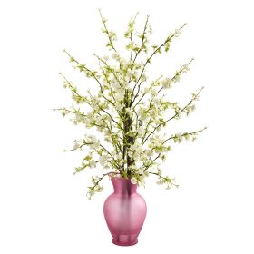 Cherry Blossom Artificial Arrangement in Rose Vase (size: 30")